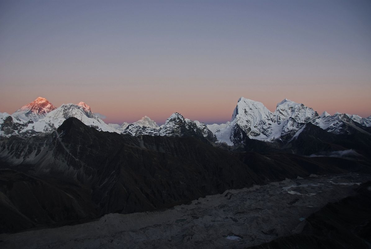 Gokyo Ri 08-1 Everest, Nuptse, Lhotse, Makalu, Cholatse, Tawache From Gokyo Ri Sunset Ends